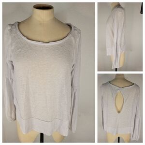 Free People Sz S Tunic Top Open Back Long Sleeves Semi Sheer